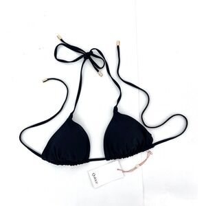 Quince Black Triangle String Bikini Top Small NWT